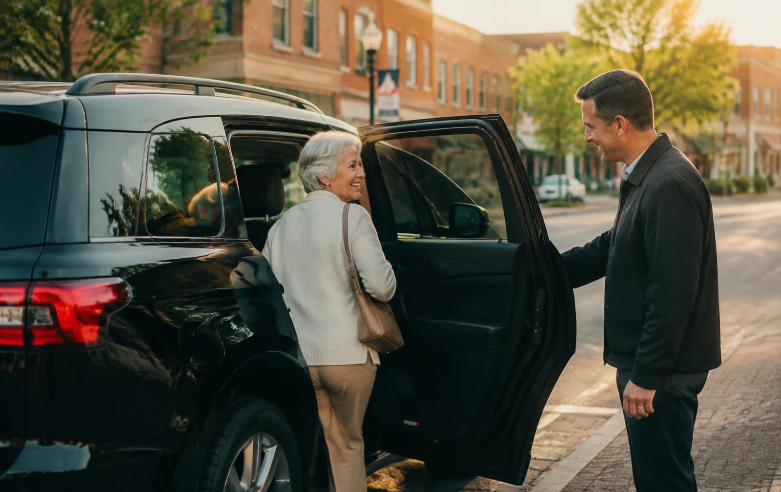 GraceLife driver helping a rider into the car